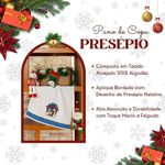 Pano De Copa Avulso Bordado Felpudo Presépio Natalino - Decoração Natal Guardanapo De Prato 100% Algodão Alvejado