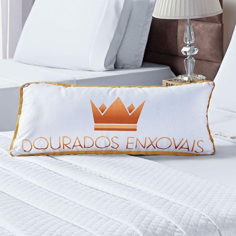 Almofada Retangular Hotelaria Liso Branco C/ Logotipo Personalizável 60cm X 40cm - Tecido Suede