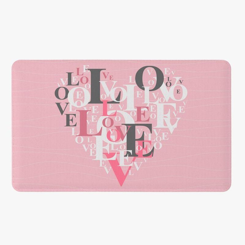 Tapete Para Quarto Estampado Love Rosê 60cm X 40cm - Base Antiderrapante Cor Love1