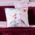 Almofada Avulsa Blend Pássaros Estampada Cheia Em Veludo Suede Com Enchimento Em Refil Silicone