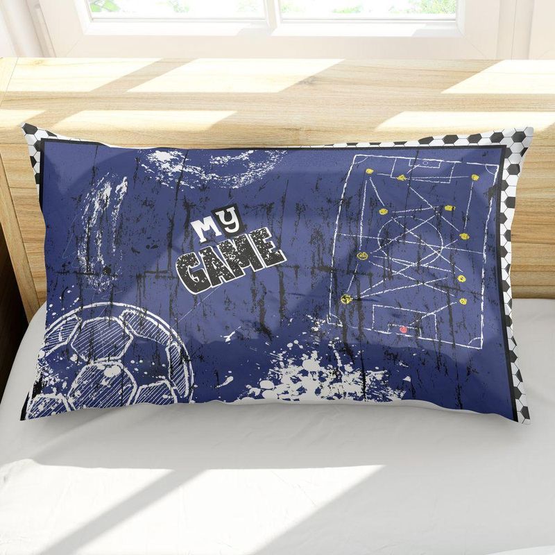 Porta Travesseiro Fronha Avulsa Estampada Futebol Game 70cm X 50cm - Digital Juvenil Infantil Moderno Decorativo Esporte