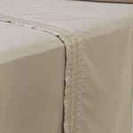 Jogo De Cama Lençol Queen Harmony Bordado Geométrico Percal 300 Fios Com Fronhas 04 Peças - Toque Acetinado Cor Caqui