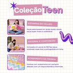Kit Edredom Queen Menina Teen Rosa Com Almofadas Estampadas 07 Peças - Dupla Face Percal 300 Fios Cor Laço