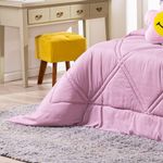 Kit Edredom Queen Menina Teen Rosa Com Almofadas Estampadas 07 Peças - Dupla Face Percal 300 Fios Cor Laço