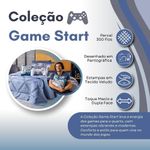 Kit Edredom King Game Start Azul Com Almofadas Estampadas 07 Peças - Dupla Face Percal 300 Fios