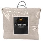 Kit Cobre Leito Colcha Queen Blend Percal 300 Fios Dupla Face Linho Mesclado Com Fronhas 03 Peças Cor Bege