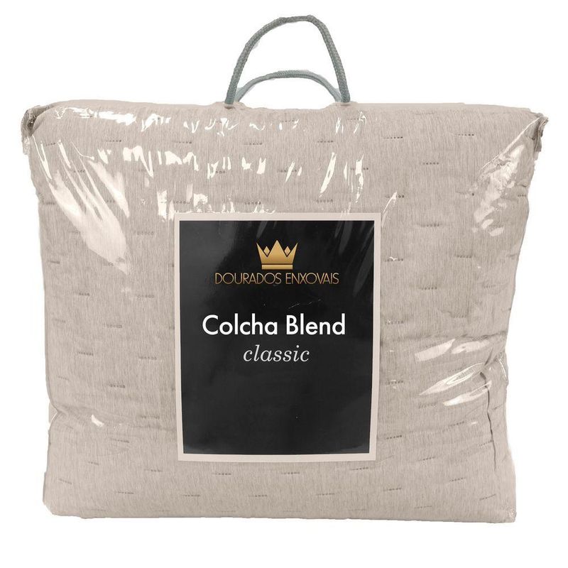 Kit Cobre Leito Colcha Queen Blend Percal 300 Fios Dupla Face Linho Mesclado Com Fronhas 03 Peças Cor Bege