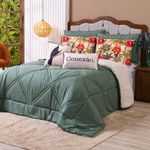 Kit Edredom King Verano Com Almofadas Estampadas 07 Peças - Dupla Face Percal 300 Fios Cor Tucano