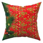Kit Com 4 Capas De Almofadas Estampadas Natalinas Verde Natal Fim De Ano 45cm X 45cm - Decoração Festas Final De Ano