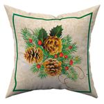 Kit Com 4 Capas De Almofadas Estampadas Natalinas Verde Natal Fim De Ano 45cm X 45cm - Decoração Festas Final De Ano