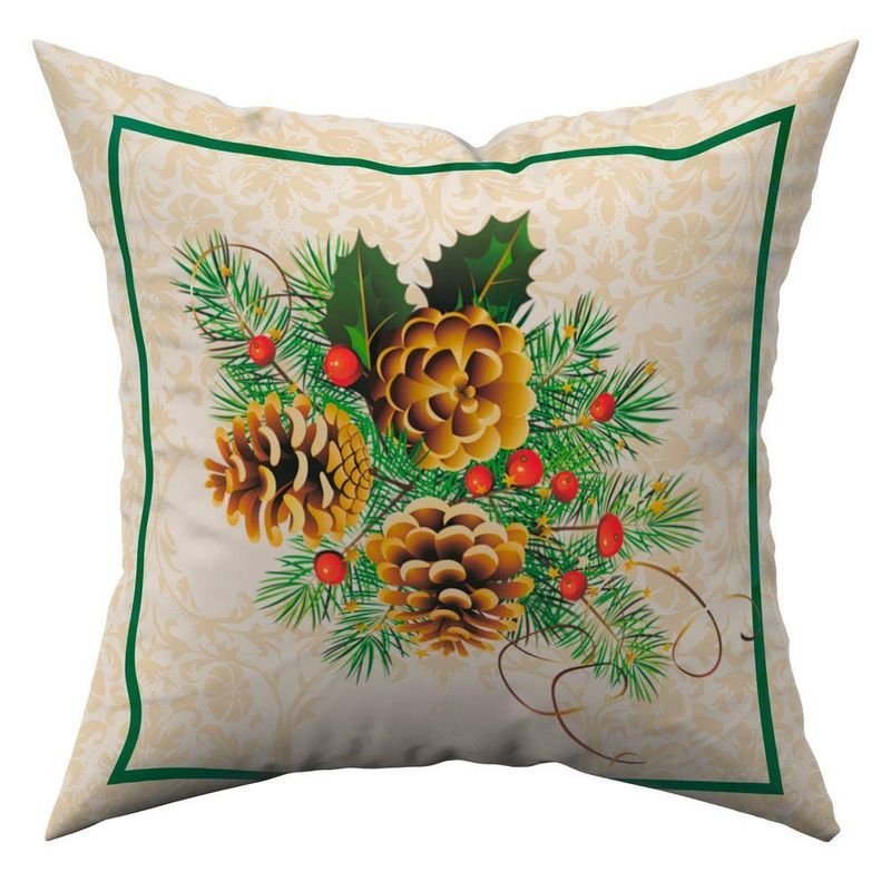 Kit Com 4 Capas De Almofadas Estampadas Natalinas Verde Natal Fim De Ano 45cm X 45cm - Decoração Festas Final De Ano