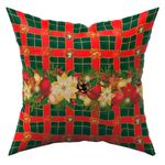 Kit Com 4 Capas De Almofadas Estampadas Natalinas Verde Natal Fim De Ano 45cm X 45cm - Decoração Festas Final De Ano