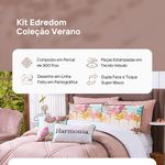 Kit Edredom Casal Padrão Verano Com Almofadas Estampadas 07 Peças - Dupla Face Percal 300 Fios Cor Arara