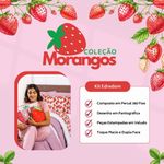 Kit Edredom King Morangos Rosê Com Almofadas Estampadas 07 Peças - Dupla Face Percal 300 Fios