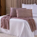 Kit De Peseira Para Cama Majestic Com Fronhas 03 Peças - Tecido Mantinha Flannel Em Toque De Seda Brilhante Cor Rosê