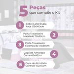 Kit Cobre Leito Colcha Solteiro Game Streamer Rosê Dupla Face Com Almofadas Estampadas 05 Peças