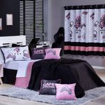 Kit Cobre Leito Colcha Solteiro Game Streamer Rosê Dupla Face Com Almofadas Estampadas 05 Peças