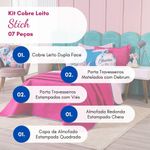Kit Cobre Leito Stich Pink/rosa Dupla Face Com Almofadas Queen 07 Peças - Decoração Infantil Juvenil Personagem