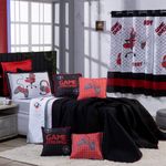 Kit Cobre Leito Colcha Casal Padrão Game Streamer Vermelho Dupla Face Com Almofadas Estampadas 07 Peças