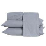 Jogo De Cama Lençol Queen Prestige Com Fronhas 04 Peças - Tecido Liso Percal 300 Fios 100% Algodão Original Cor Cinza