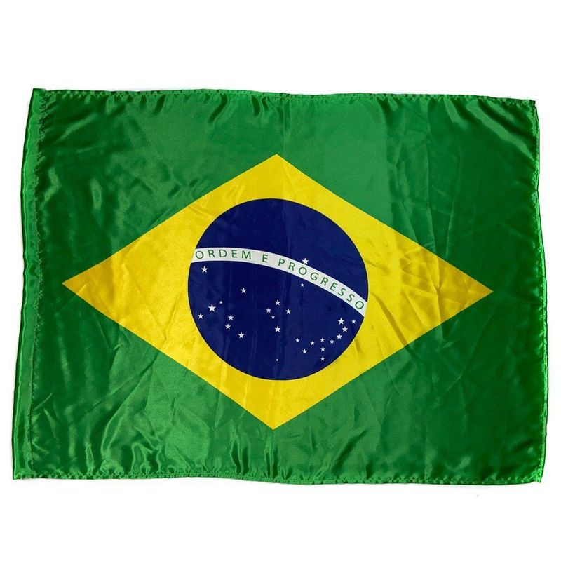Bandeira Do Brasil Média 80cm X 55cm Oficial Seleção Copa Do Mundo Em Cetim Brilhante Estampado