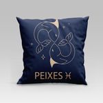 Capa De Almofada Estampada Signos Do Zodíaco Em Veludo Suede 45cm X 45cm - Decoração Astrologia Horóscopo Cor Peixes