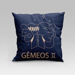 Capa De Almofada Estampada Signos Do Zodíaco Em Veludo Suede 45cm X 45cm - Decoração Astrologia Horóscopo Cor Gêmeos