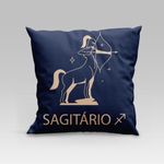Capa De Almofada Estampada Signos Do Zodíaco Em Veludo Suede 45cm X 45cm - Decoração Astrologia Horóscopo Cor Sagitário