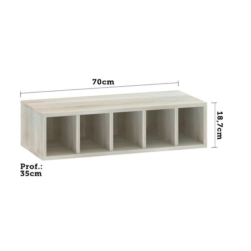 Nicho Garrafeiro Horizontal Luciane 70 Cm Lis Legno Crema