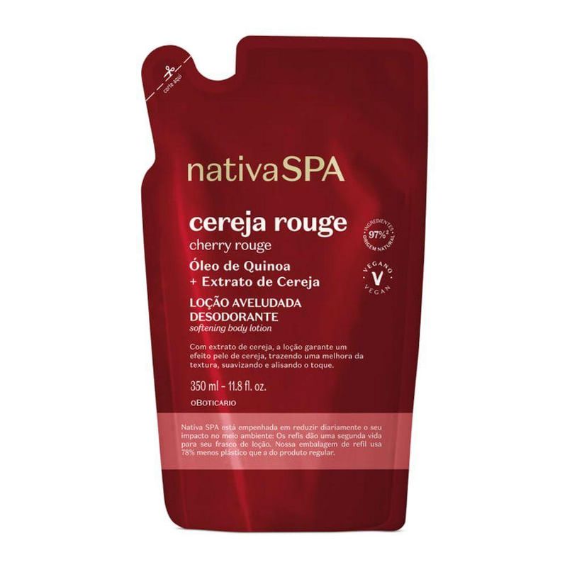 Refil Loção Desodorante Corporal Nativa Spa Cereja Rouge 350ml O Boticário