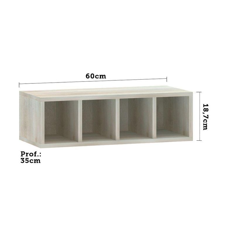 Nicho Garrafeiro Horizontal Luciane 60 Cm Lis Legno Crema
