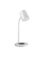 Luminária De Mesa Led 3 Em 1 Branca Com Caixa De Som Bluetooth E Carregador Sem Fio
