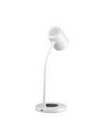 Luminária De Mesa Led 3 Em 1 Branca Com Caixa De Som Bluetooth E Carregador Sem Fio