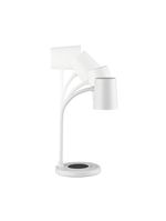 Luminária De Mesa Led 3 Em 1 Branca Com Caixa De Som Bluetooth E Carregador Sem Fio