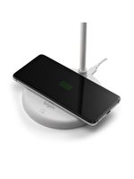 Luminária De Mesa Led 3 Em 1 Branca Com Caixa De Som Bluetooth E Carregador Sem Fio