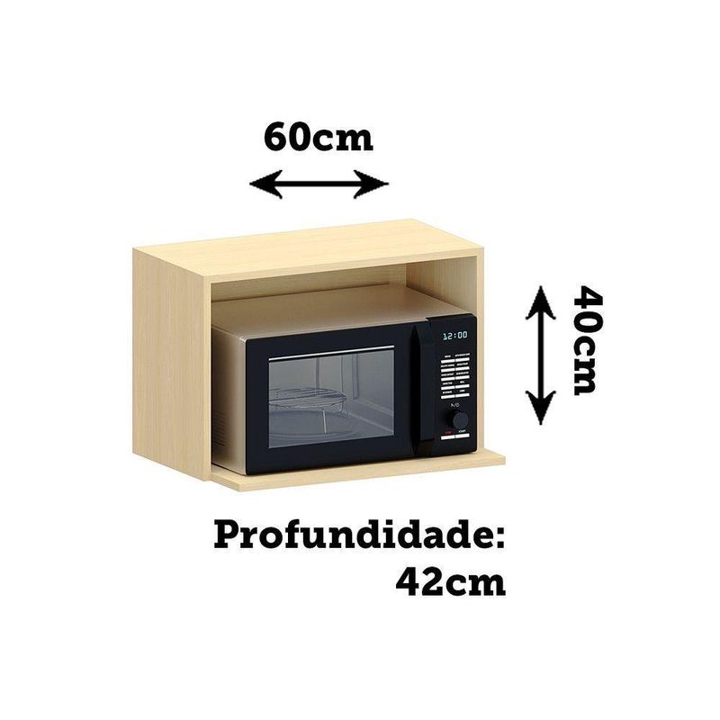Nicho 100% Mdf Micro-ondas 60cm Aura Luciane Móveis Carvalho