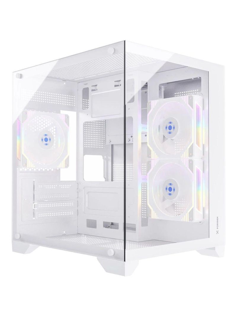 Gabinete Gamer Fortrek Clarity Branco Lateral Vidro