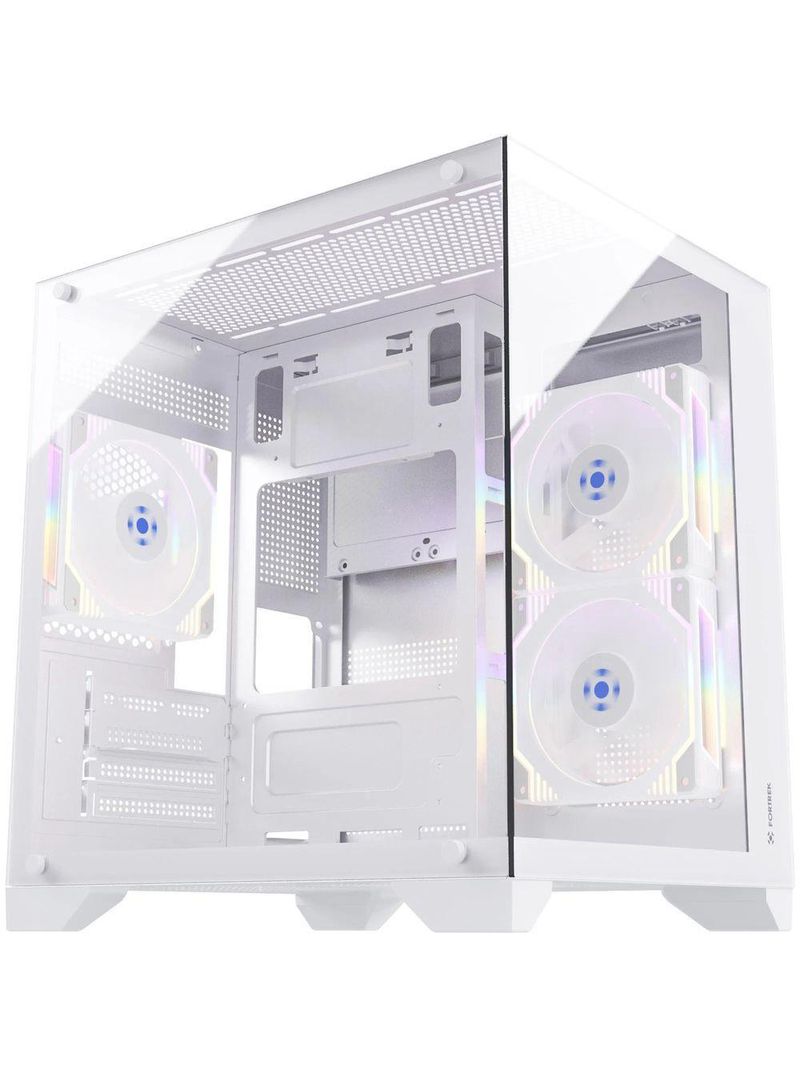 Gabinete Gamer Fortrek Clarity Branco Lateral Vidro