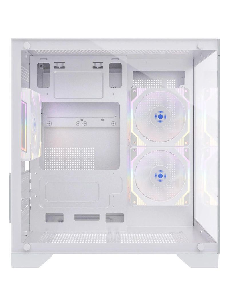 Gabinete Gamer Fortrek Clarity Branco Lateral Vidro