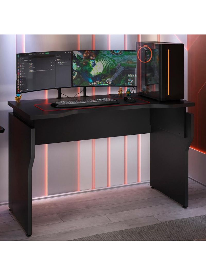 Mesa Para Pc Gamer Com Regulagem De Altura Sirion A02 Preto - Lyam Decor