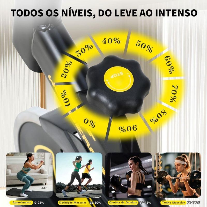 Bicicleta Spinning Mecânica Wonderfit Go Amarela Roda De Inercia 4kg (WSB04HBTA-AM)