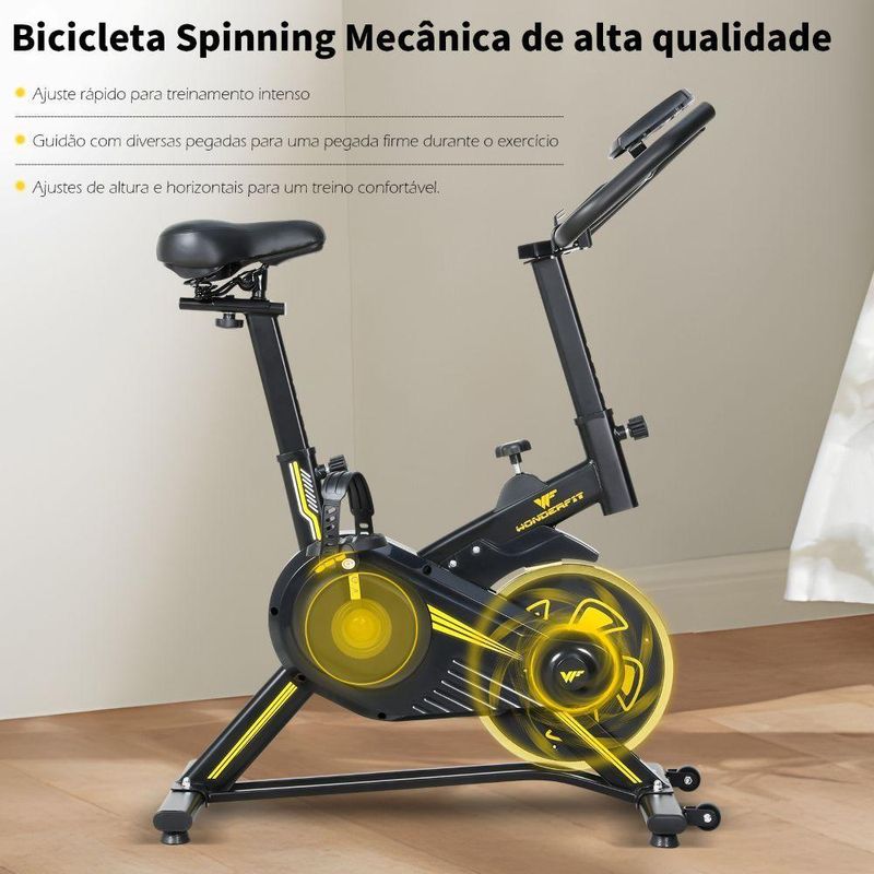 Bicicleta Spinning Mecânica Wonderfit Go Amarela Roda De Inercia 4kg (WSB04HBTA-AM)