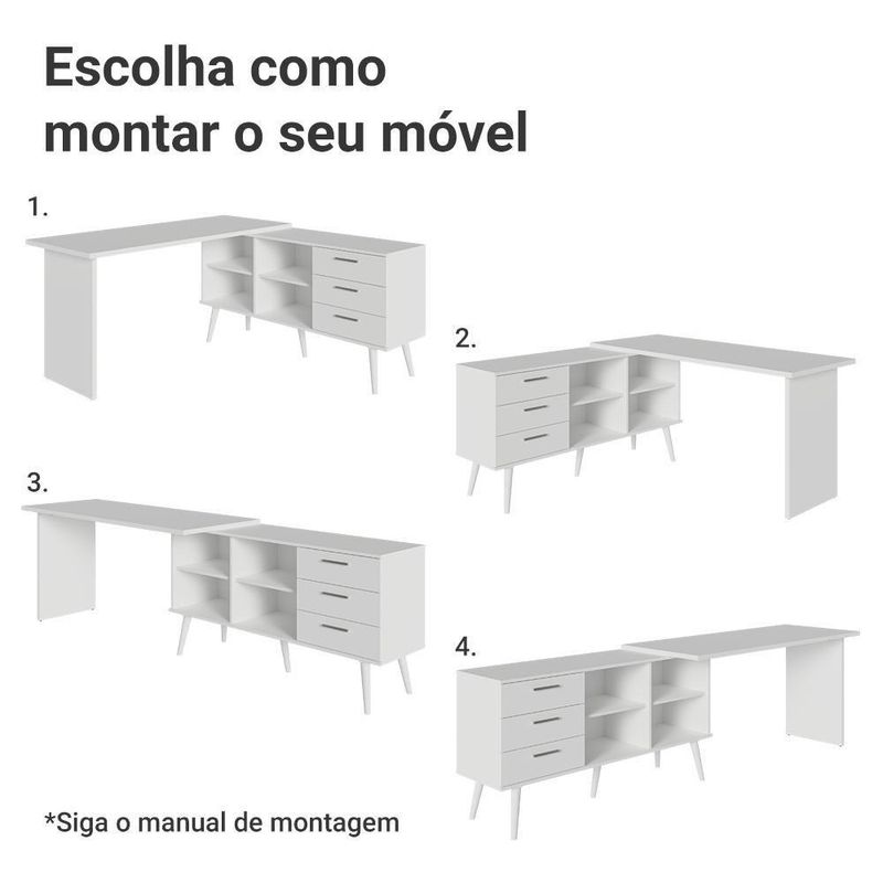 Escrivaninha L Gamer Madesa Lisboa 3G Branca