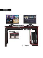 Mesa Gamer Computador Escrivaninha Preta Vermelha Caemmun