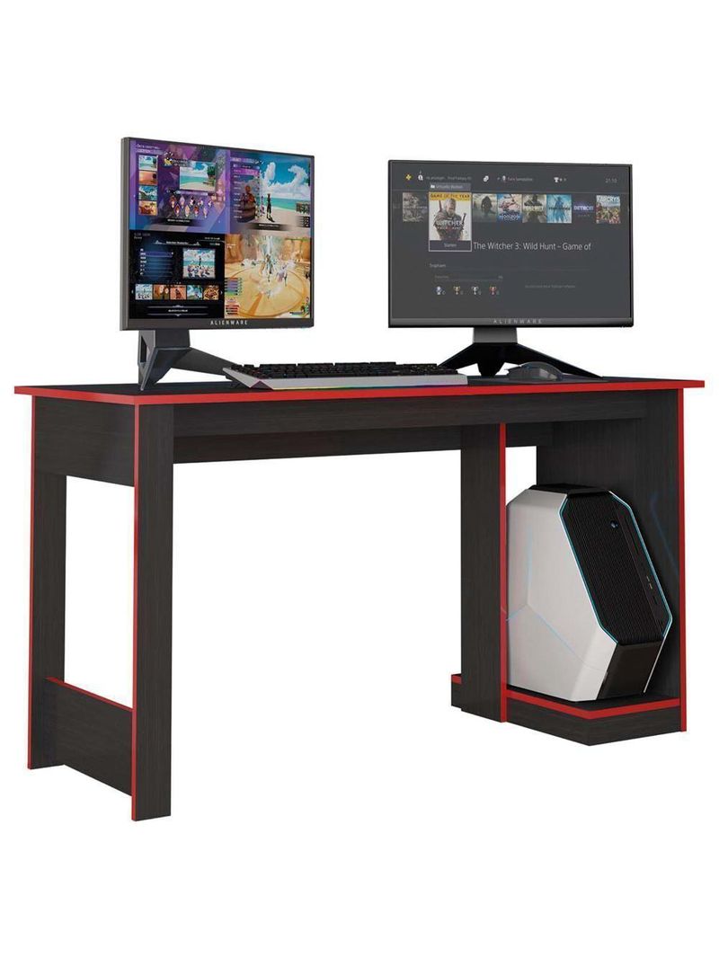 Mesa Gamer Computador Escrivaninha Preta Vermelha Caemmun