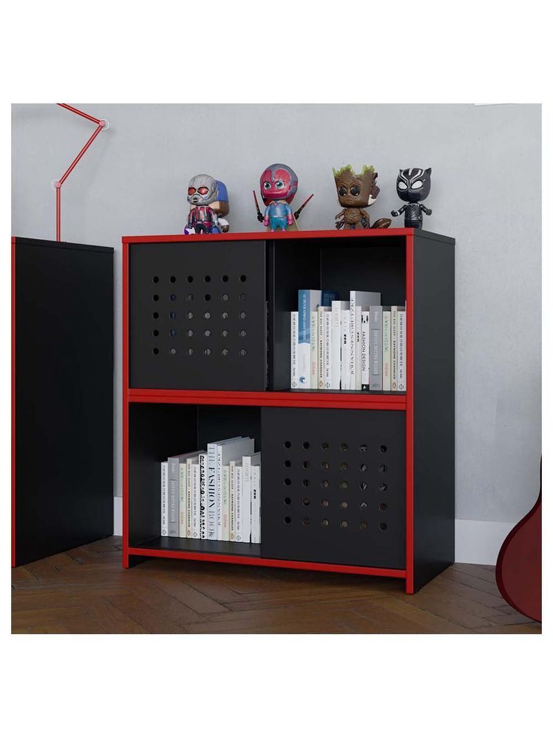 Estante Armário Gamer Escritório 2 Porta Pixel Preto Caemmun