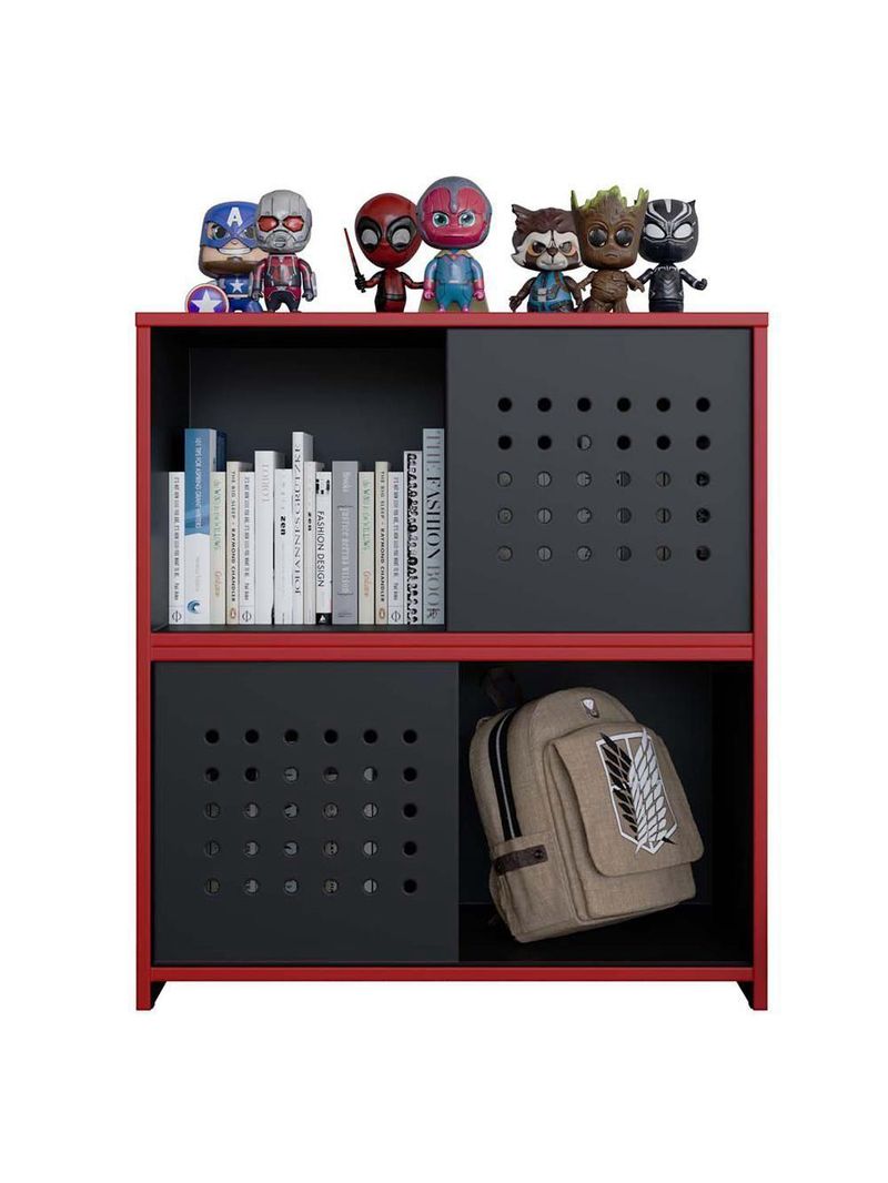 Estante Armário Gamer Escritório 2 Porta Pixel Preto Caemmun