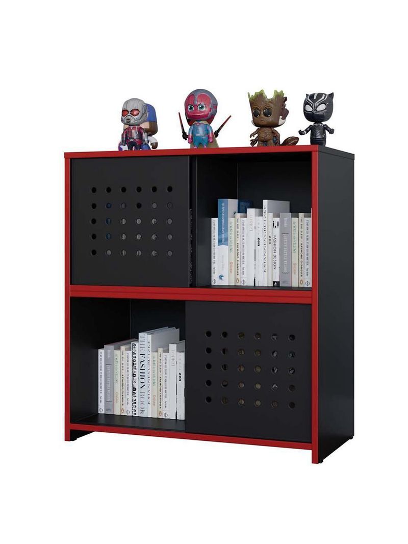Estante Armário Gamer Escritório 2 Porta Pixel Preto Caemmun