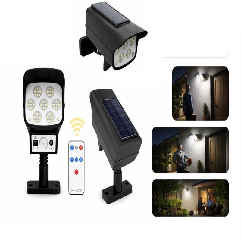 Refletor Luminaria Solar 63 Leds Sensor Presença Controle Remoto Automatica Sem Fio