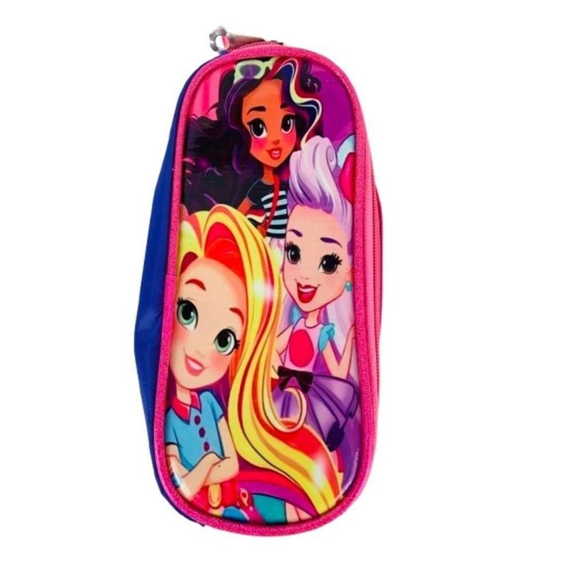 Conjunto Mochila Rodinhas Lancheira Estojo Princesas